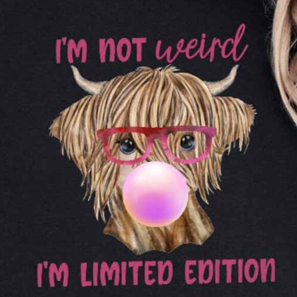 Cute Cow T-Shirt, Cow Design T-Shirt, The Cow Blowing Gum T-Shirt, I Am Not Weir - Picture 3 of 3